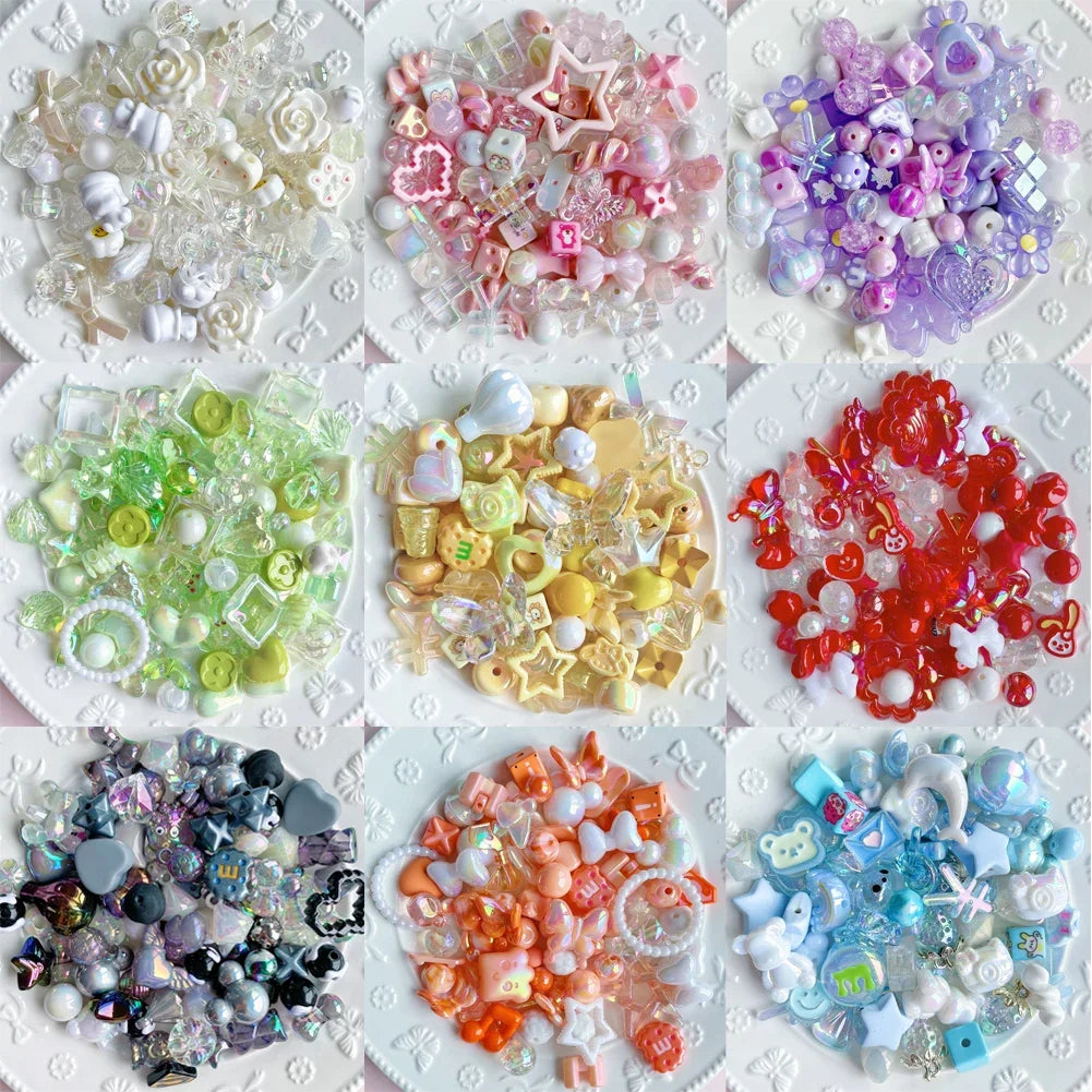 25/50/100g Cute Random Mixed Plastic Acrylic Beads For DIY Necklace Bracelet Cellphone Strap Jewelry Craft Making Accessories