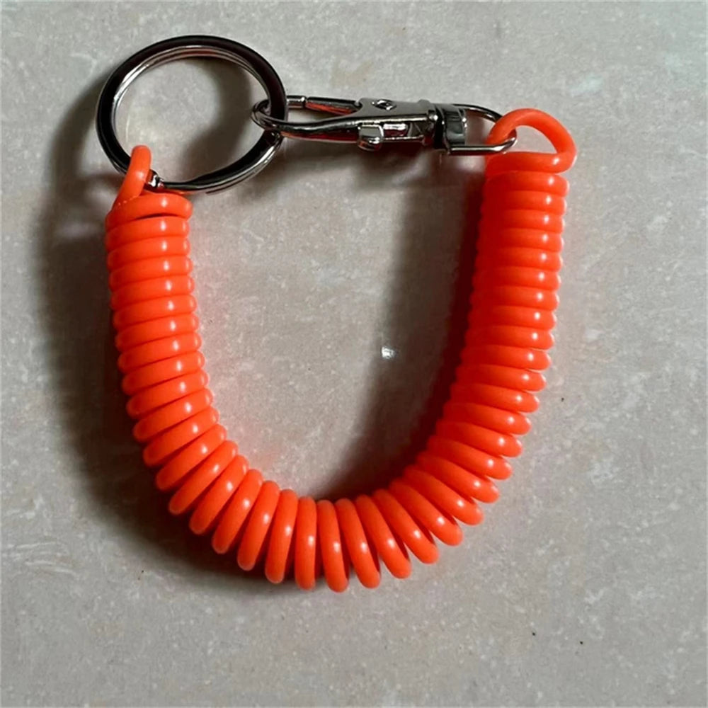 1Pcs Elastic Spring Rope Keychain Multicolor Anti Theft Adjustable Keyrings Bags Wallet Cellphone Accessories Car Key Holder